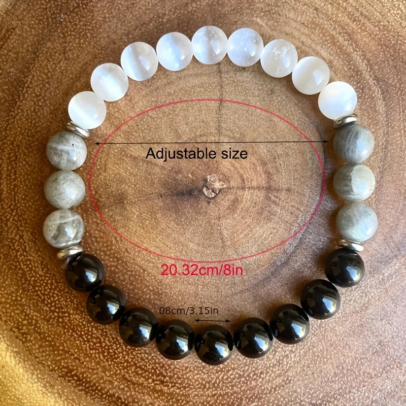 negative energy natural stone mixed bracelet protection women man family opal plat beads bangles couple gifts nana jewellery