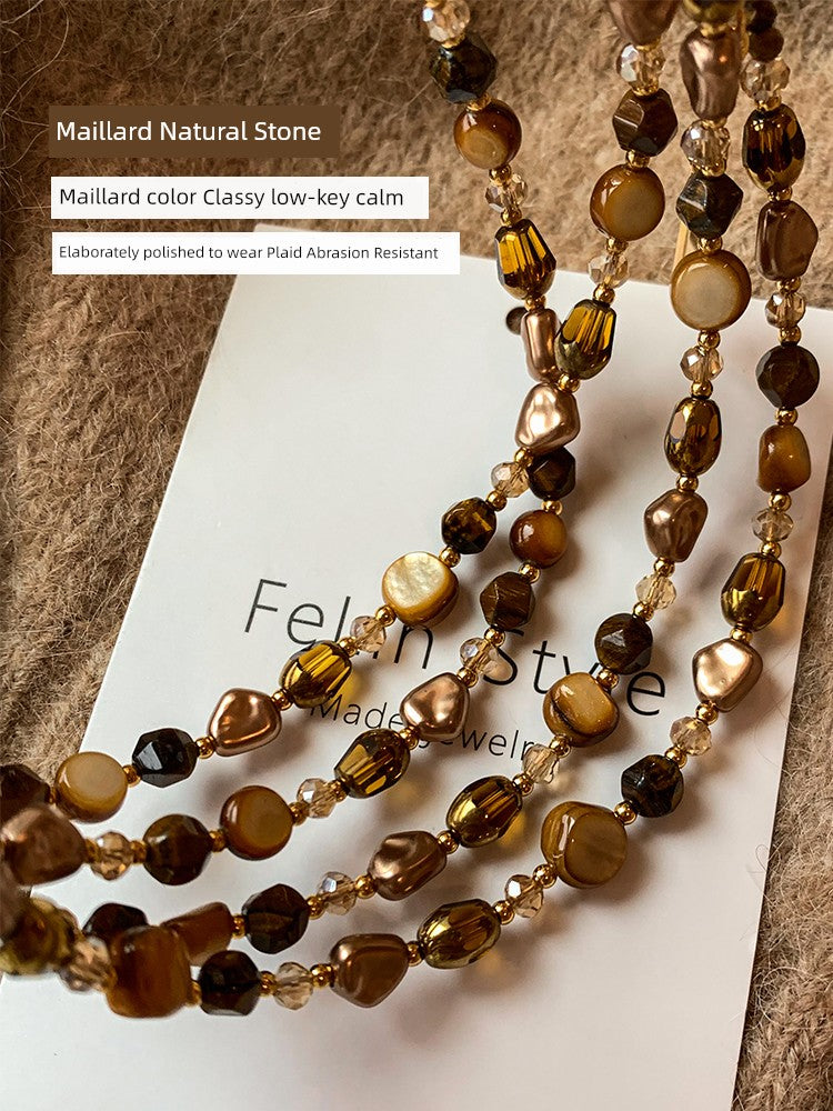 Maillard Wear Tigereye Beaded Necklace Sweater Chain