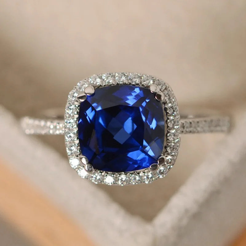 Hot Selling Silver plated Rings for Women Ruby Emerald Sapphire Jewelry Wedding Engagement Ring Wholesale