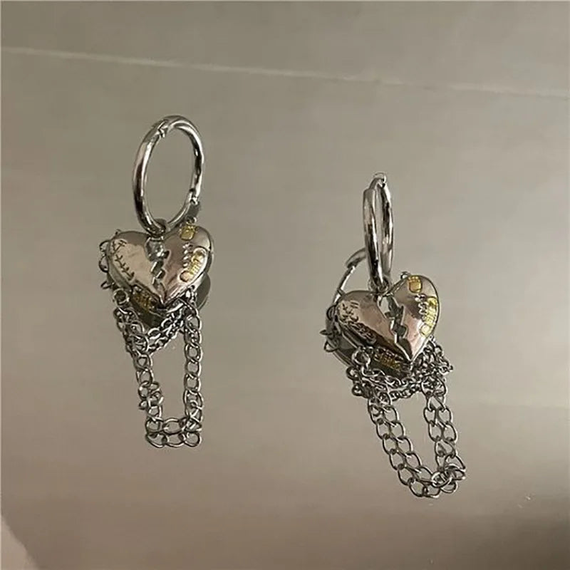Y2K Irregular Liquid Earrings for Women Silver Color Hip-Hop Punk Fashion Geometric Earring