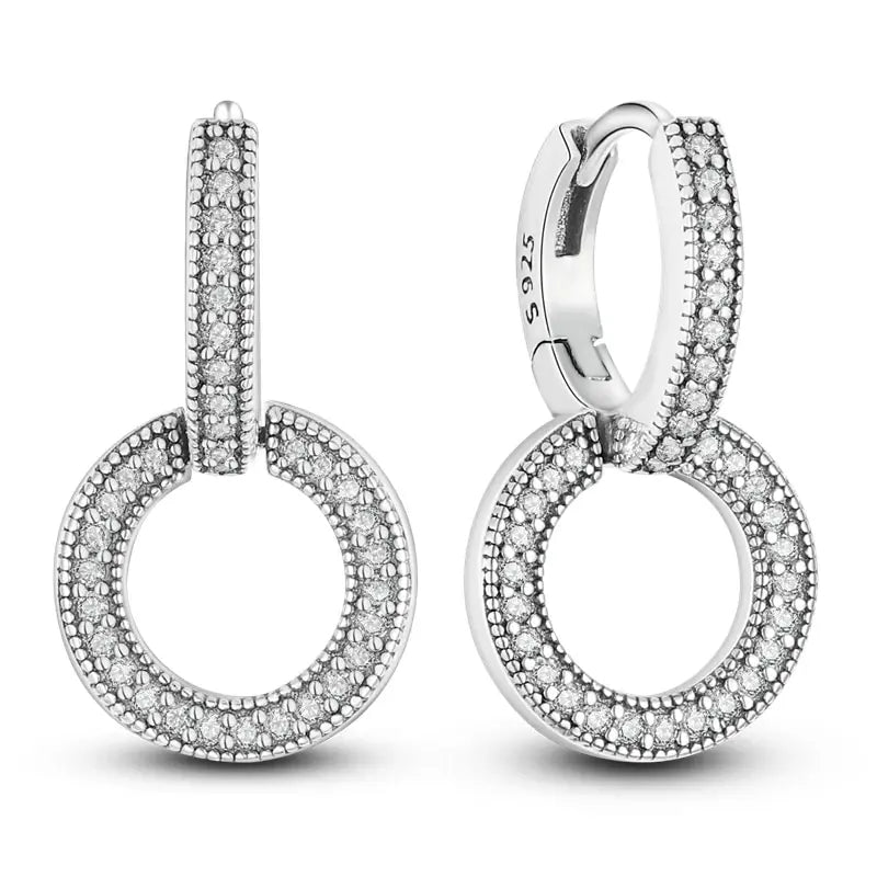 New Sterling Silver S925 Zircon Round Hoop Personality