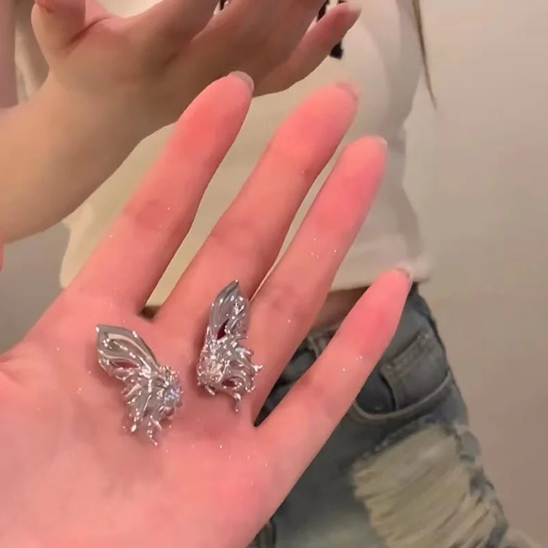 Y2K Irregular Liquid Earrings for Women Silver Color Hip-Hop Punk Fashion Geometric Earring