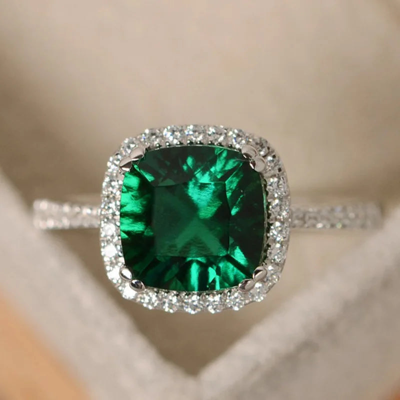Hot Selling Silver plated Rings for Women Ruby Emerald Sapphire Jewelry Wedding Engagement Ring Wholesale