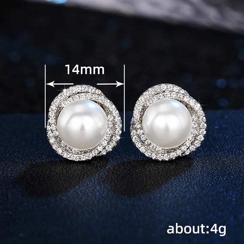 ZAKOL Shiny Imitation Pearl Stud Earrings Fashion Cross Design Aesthetic Women Ear Piercing Accessories Wedding Party Jewelry