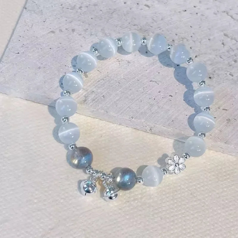 Original Opal Sea Blue Treasure Moonlight Crystal Bracelet Light Luxury Elastic Bracelet For Girls Women Jewelry Accessories