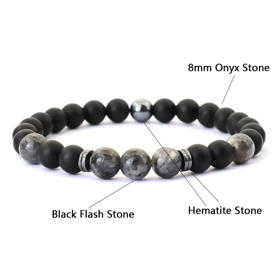 Noter Handmade Mens Bracelet 8mm Onyx Tiger Eyes Stone Beaded Braclet Hematite Healing Braslet Cadeau Homme Leisure Accessories
