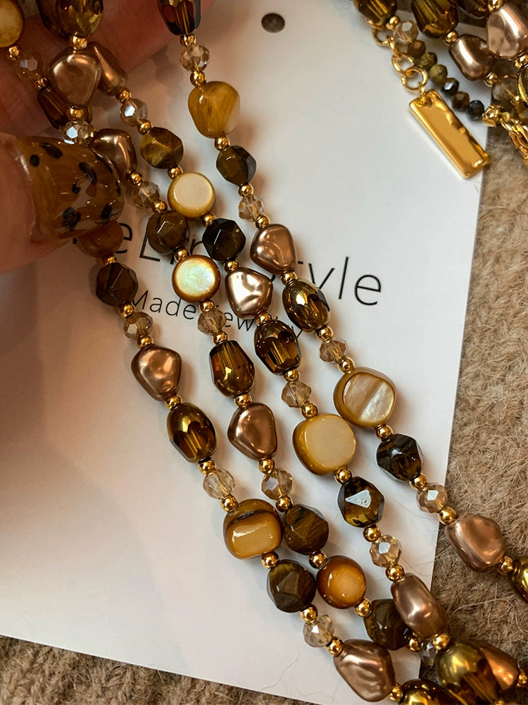 Maillard Wear Tigereye Beaded Necklace Sweater Chain