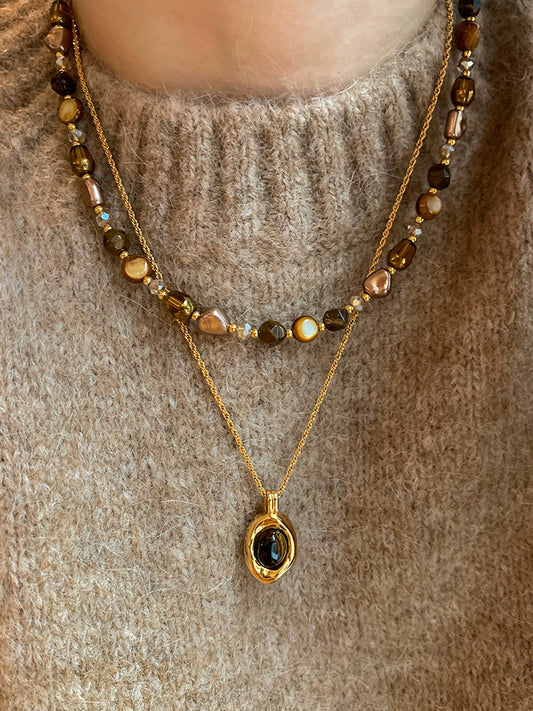 Maillard Wear Tigereye Beaded Necklace Sweater Chain