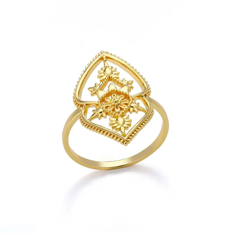 Stainless Steel Lotus Flower Ring for Women Gold Color Vintage Stone Opal Oval Flower Ring Fashion Aesthetic Jewelry Gift