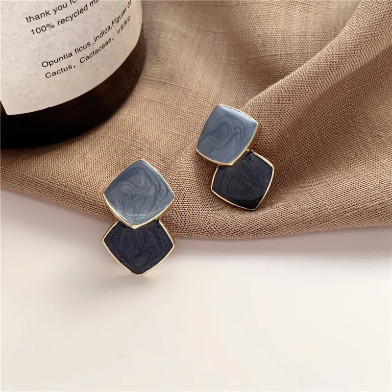 Engagement Enamel Cute Heart Stud Earrings for Women Girls Rose Gold Color Summer jewelry Black Earring Wedding Jewelry Gifts