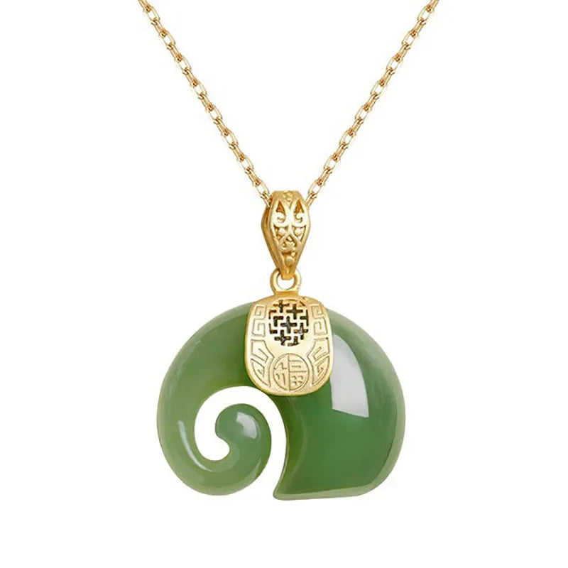 Boutique Natural Stone Hetian Jade Elephant Pendant 18K Gold Plated Chain Necklace Choker Jewelry for Women Birthday Anniversary