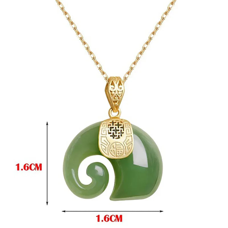 Boutique Natural Stone Hetian Jade Elephant Pendant 18K Gold Plated Chain Necklace Choker Jewelry for Women Birthday Anniversary