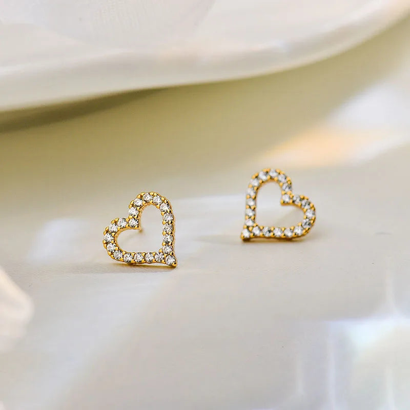 Engagement Enamel Cute Heart Stud Earrings for Women Girls Rose Gold Color Summer jewelry Black Earring Wedding Jewelry Gifts