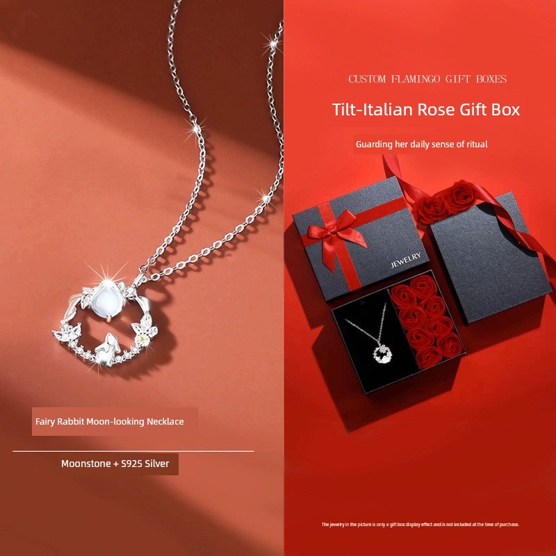 Original Cute Rabbit Girl Chinese Fad New Year Moonstone Earrings