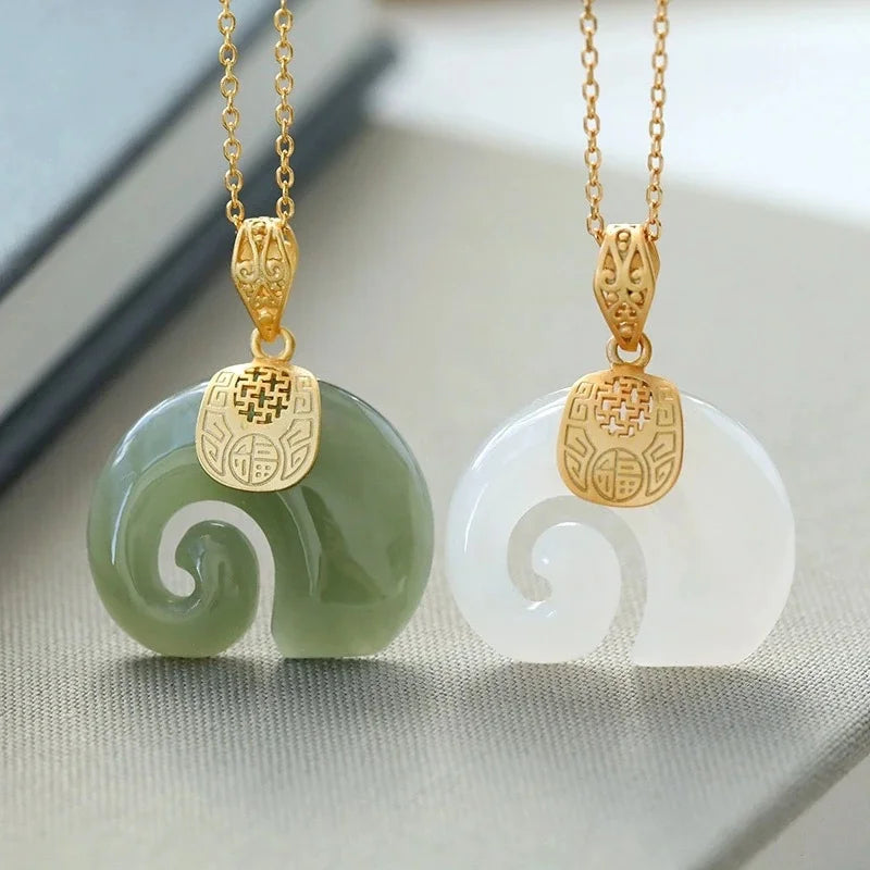 Boutique Natural Stone Hetian Jade Elephant Pendant 18K Gold Plated Chain Necklace Choker Jewelry for Women Birthday Anniversary