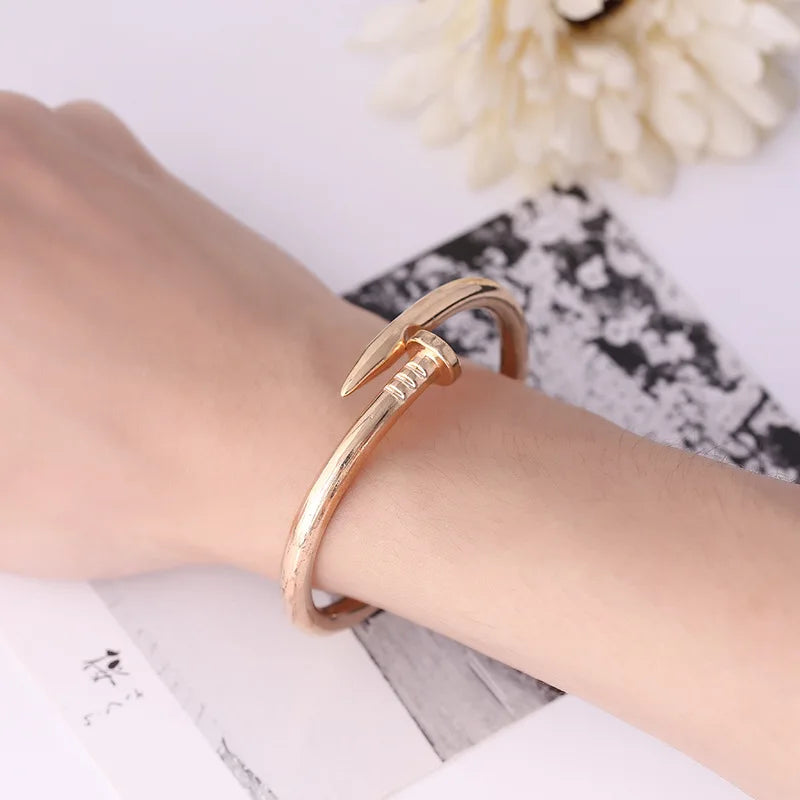 4 Color Classic Brand Nail Open Bracelets Female Temperament Simple Trendy Bracelet Stainles Steel Screw Bracelet For Women Gift