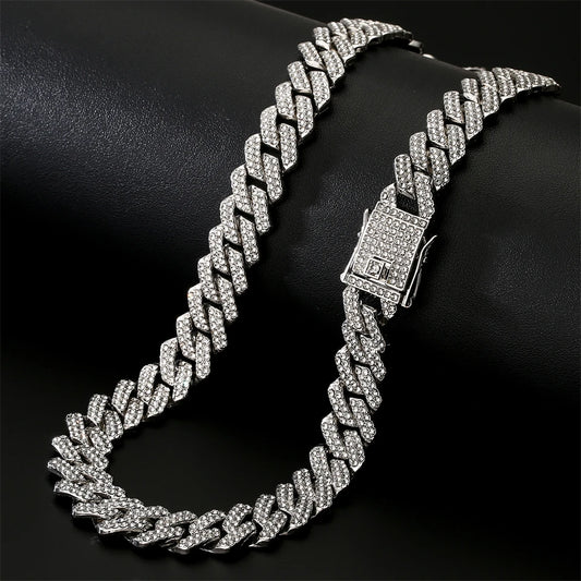 ZAKOL Hip Hop Iced Out Bling Chain Necklace For Men Women 13mm Width Miami Cuban Chain Necklaces Fashion Jewelry