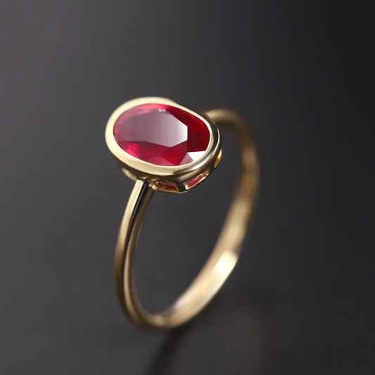 Classic Oval Ruby Rings For Women Elegant Light Luxury Simple Opening Adjustable Wedding Engagement Silver Jewelry Gift