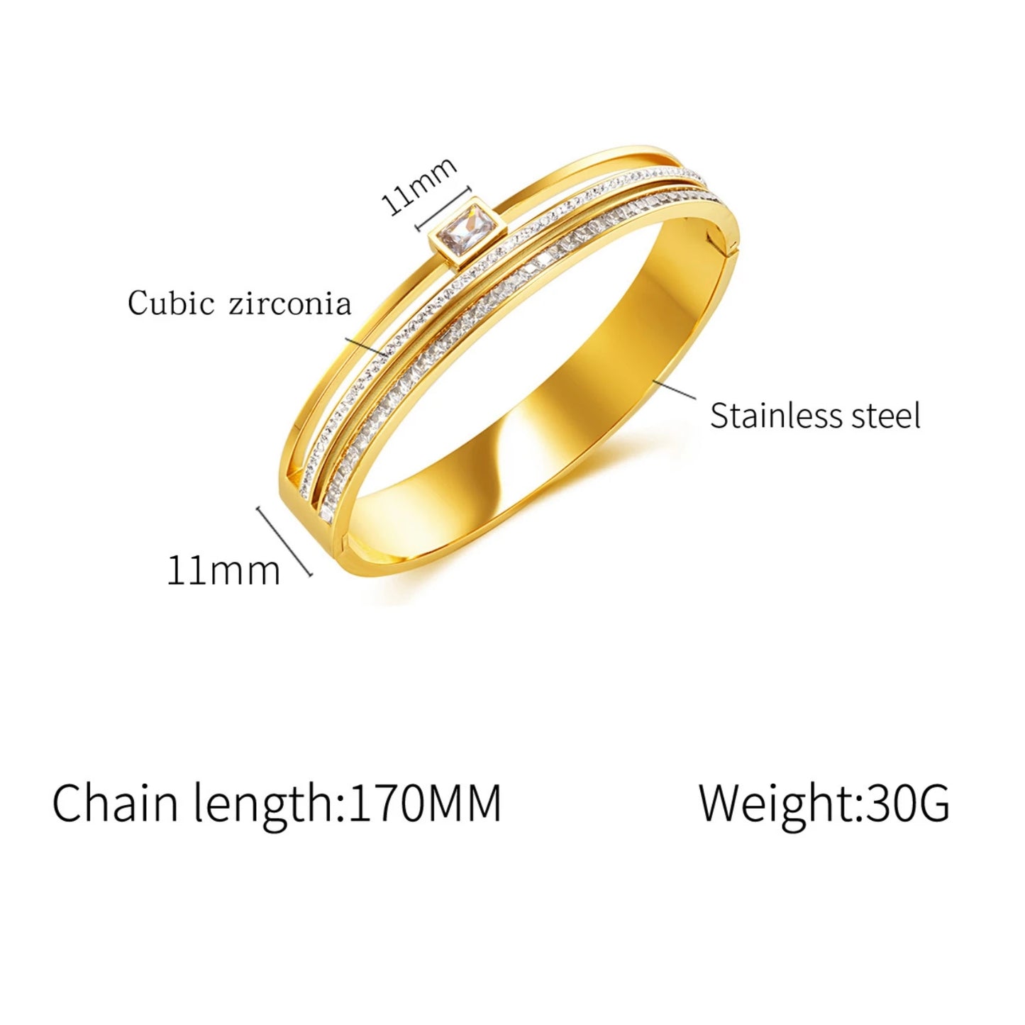 Stainless Steel Inlaid Zirconium Multi-Layer Bracelet For Women Three-Layer Green Zircon Versatile Fashion Bracelet Jewelry