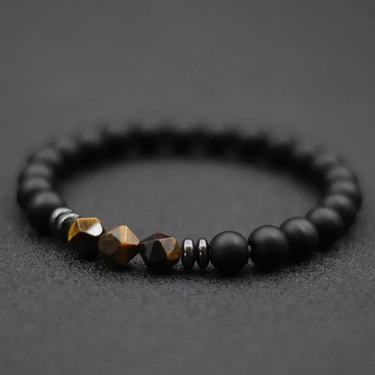 Fashion Mens Bracelet Black Onyx Stone Braclet Irregular Natural Tiger Eyes Sodalite Beaded Braslet Pulsera Hombre Accessories