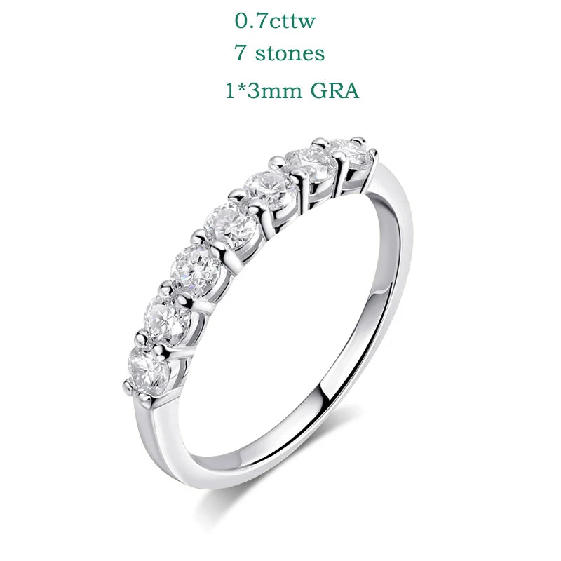 Smyoue 0.7CT 3mm Gemstone Moissanite Rings for Women S925 Silver Matching Wedding Diamonds Band Stackable Ring White Gold Gift