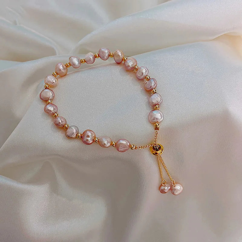 Baroque Irregular Freshwater Pearl Bracelets for Women Girls Luxury Natural Cat's Eye Opal Stone Adjustable Bracelet Jewelry