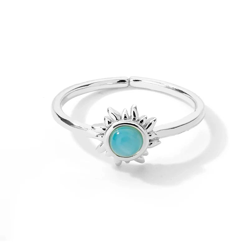 Stainless Steel Lotus Flower Ring for Women Gold Color Vintage Stone Opal Oval Flower Ring Fashion Aesthetic Jewelry Gift