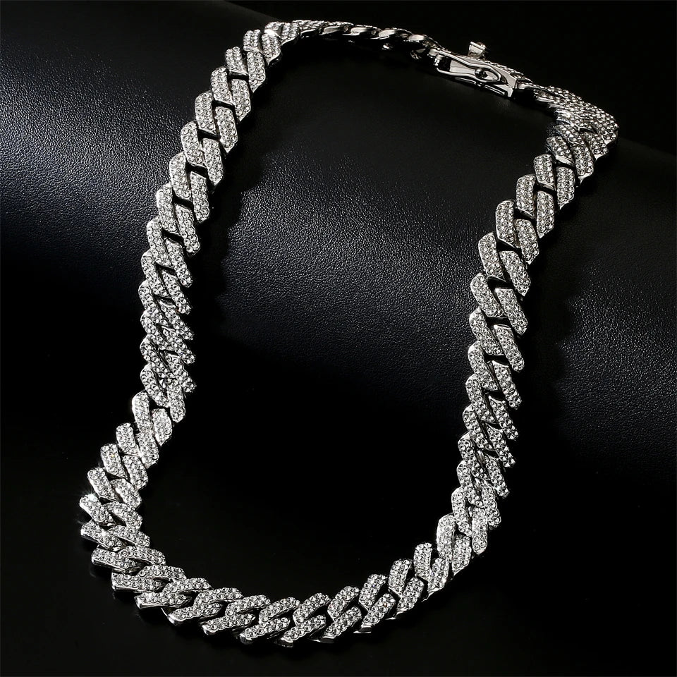 ZAKOL Hip Hop Iced Out Bling Chain Necklace For Men Women 13mm Width Miami Cuban Chain Necklaces Fashion Jewelry