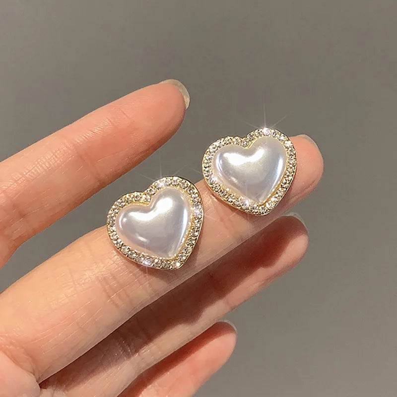 Engagement Enamel Cute Heart Stud Earrings for Women Girls Rose Gold Color Summer jewelry Black Earring Wedding Jewelry Gifts